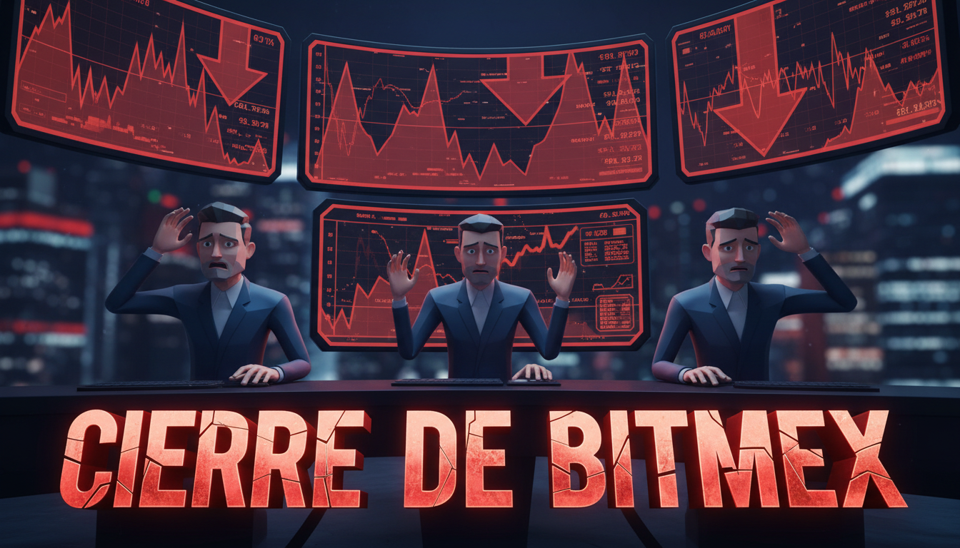 Traders estilizados analizando gráficos de caída en el mercado de criptomonedas.