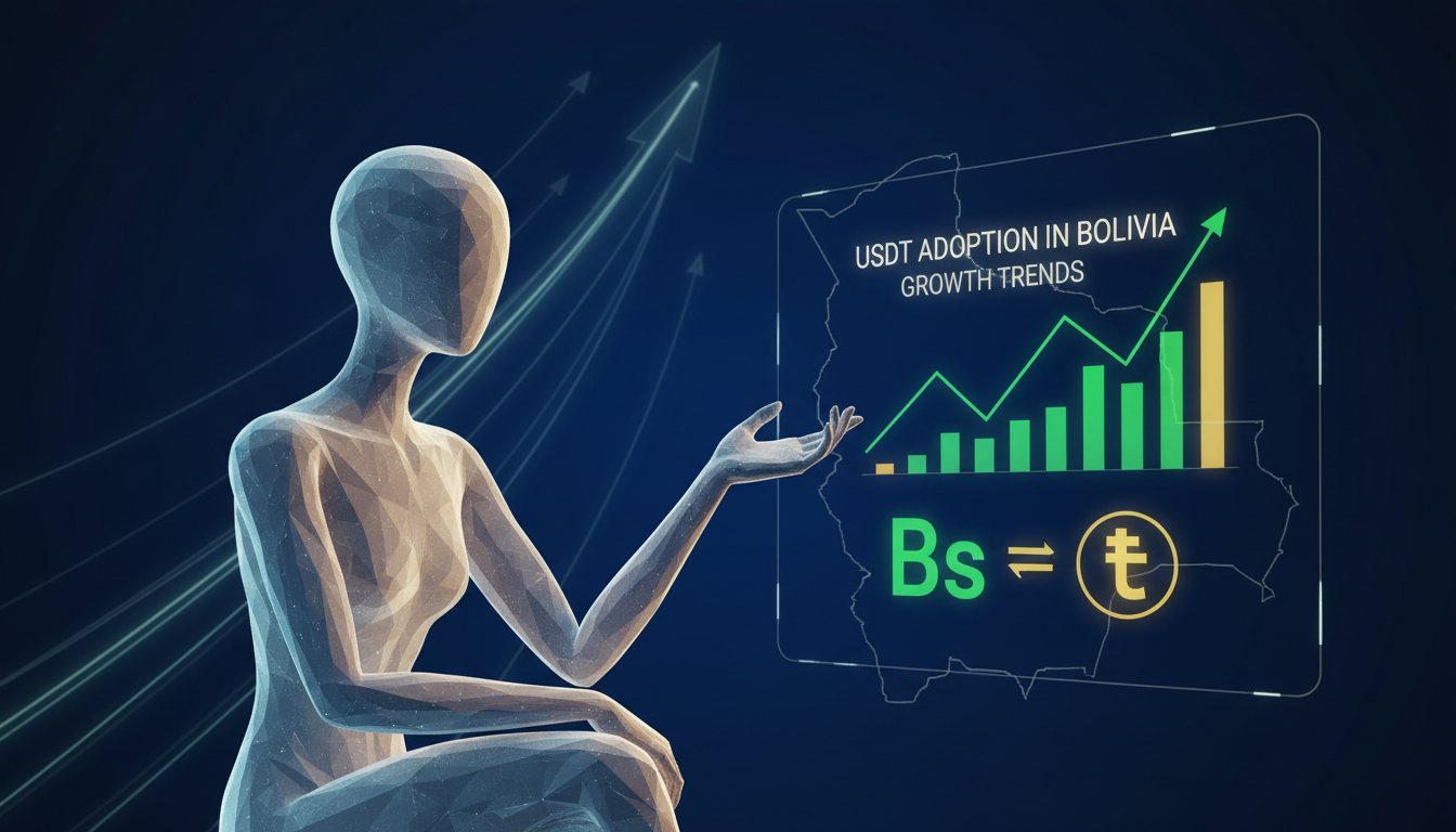 Figura 3D analizando el impacto de USDT en Bolivia con gráficos representativos.
