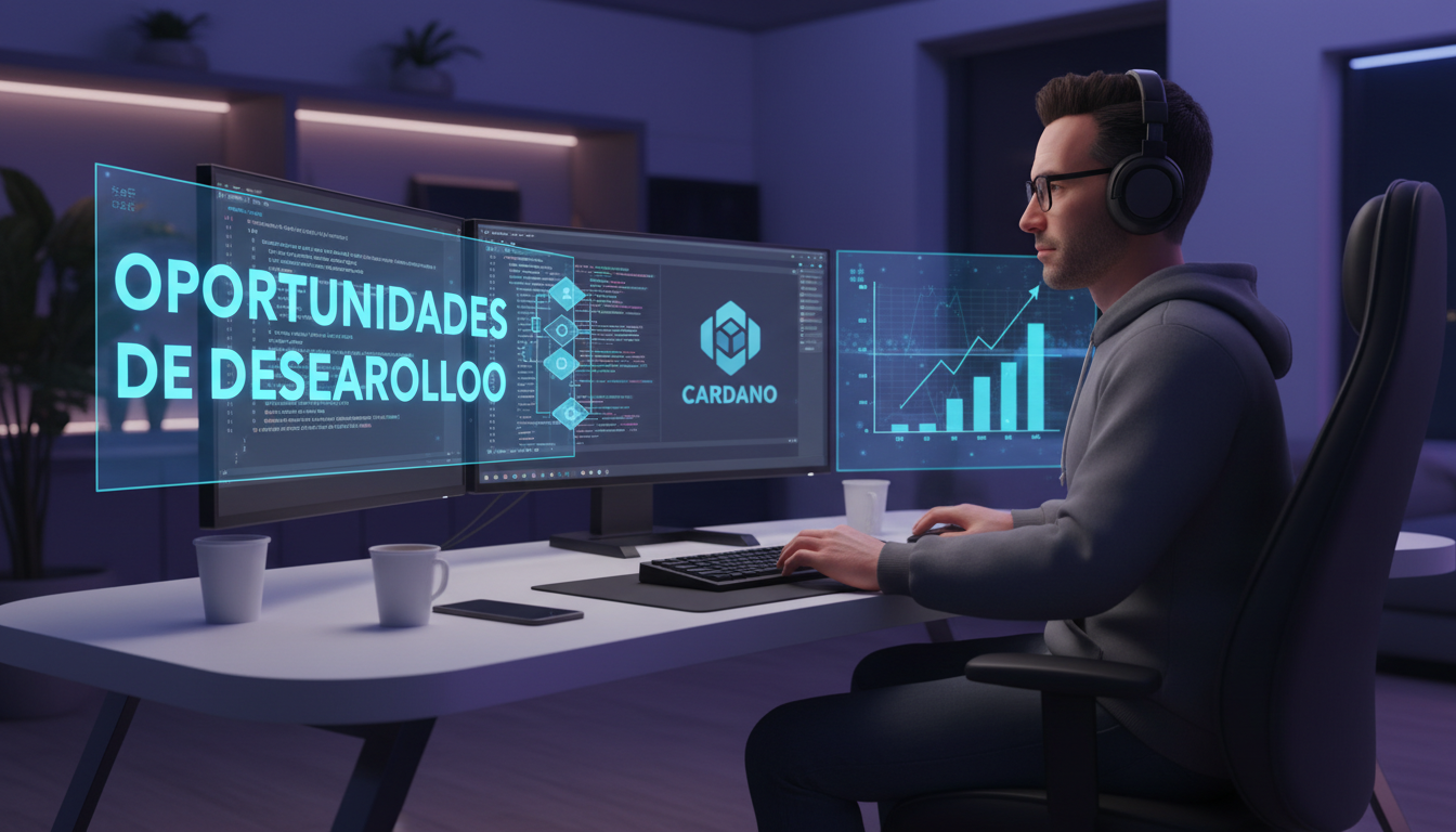Desarrollador trabajando en nuevas aplicaciones tras la actualización de Cardano.