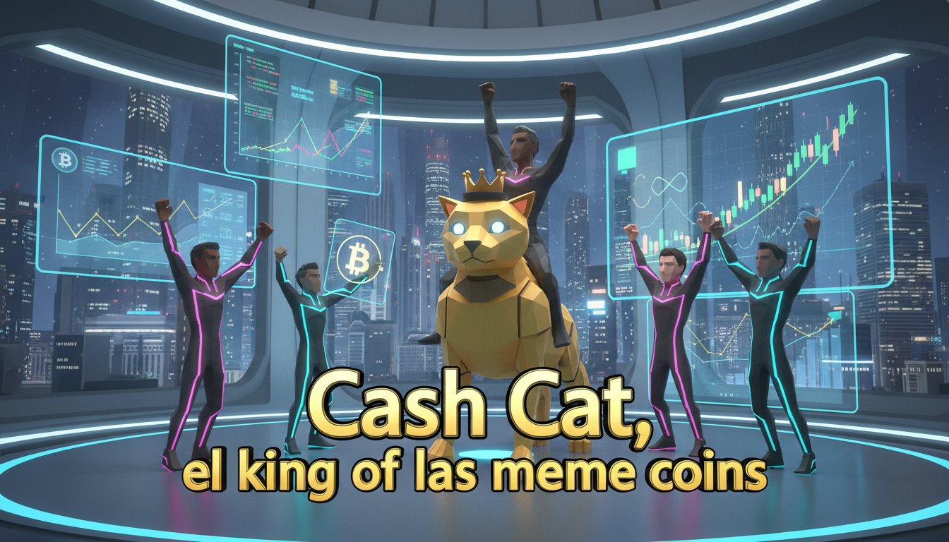 Grupo 3D de traders celebrando logros en el mercado de criptomonedas.