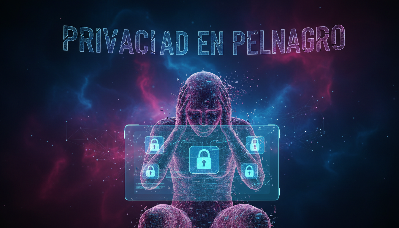 Personaje 3D preocupado sobre la privacidad de datos en la telemedicina.