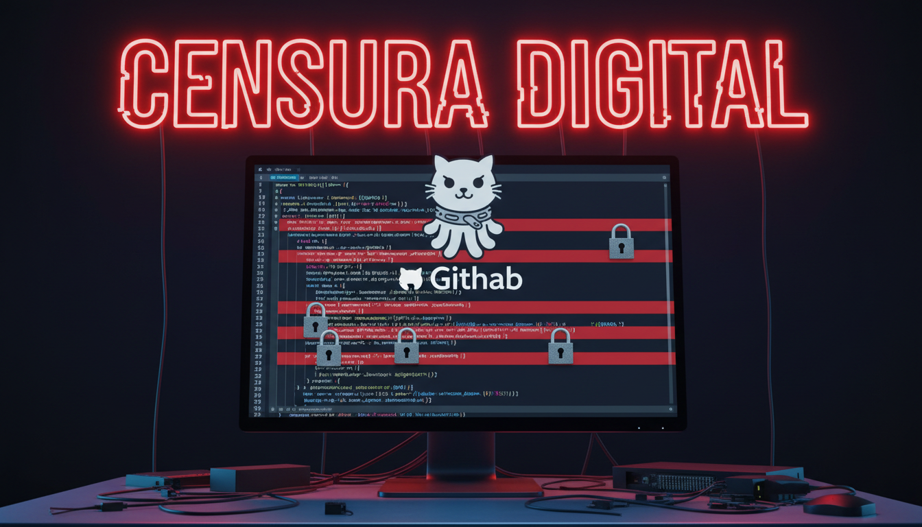 Código de programación en un monitor representando la censura a Bitchat en India.
