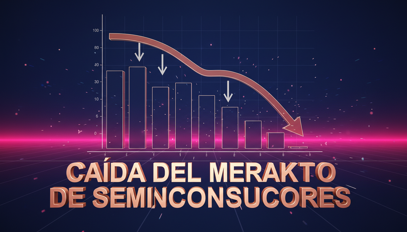 Gráfico 3D en caída dramática que refleja la crisis en el mercado de semiconductores.