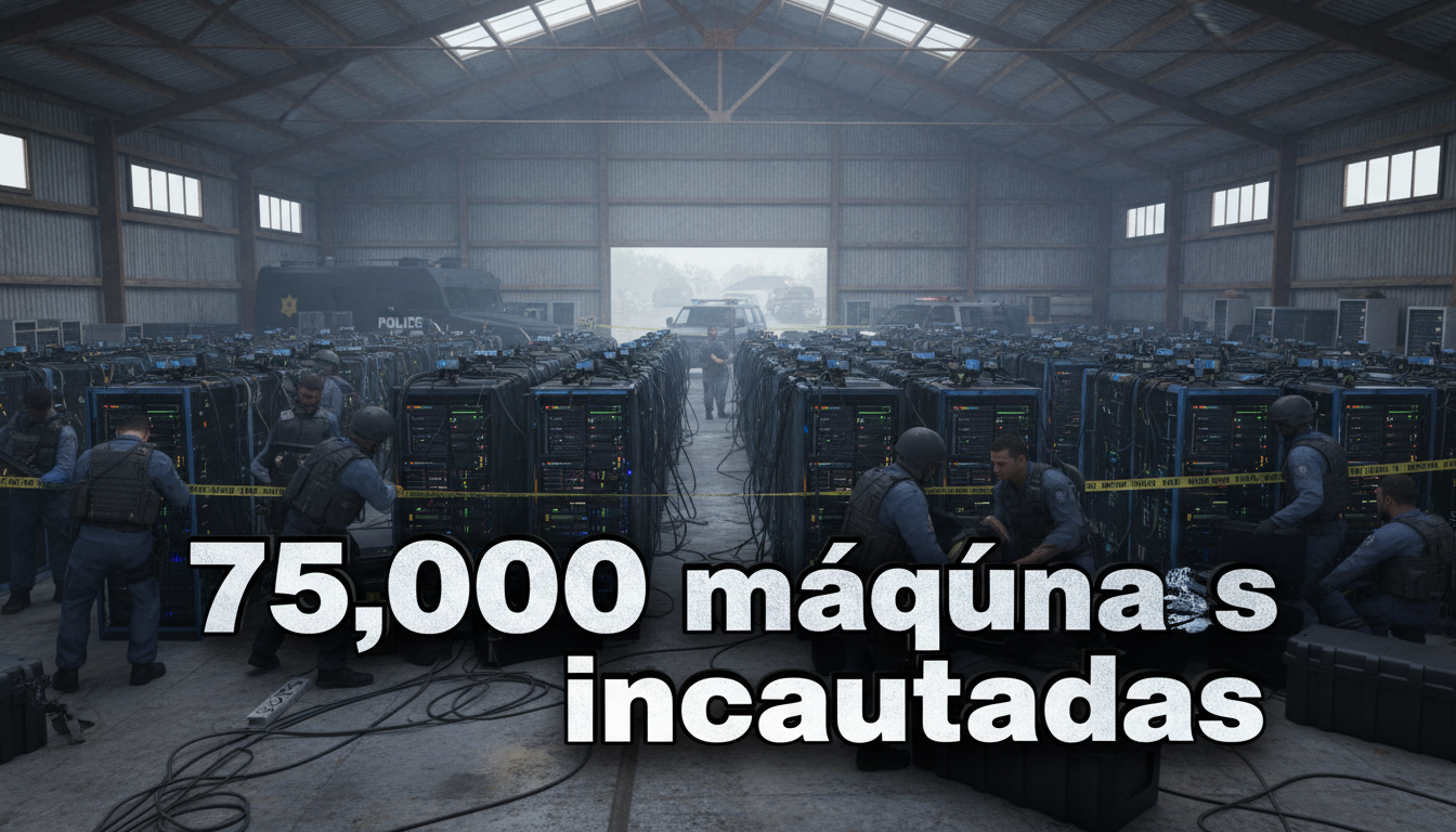 Intervención policial en una granja de minería de criptomonedas en Malasia.