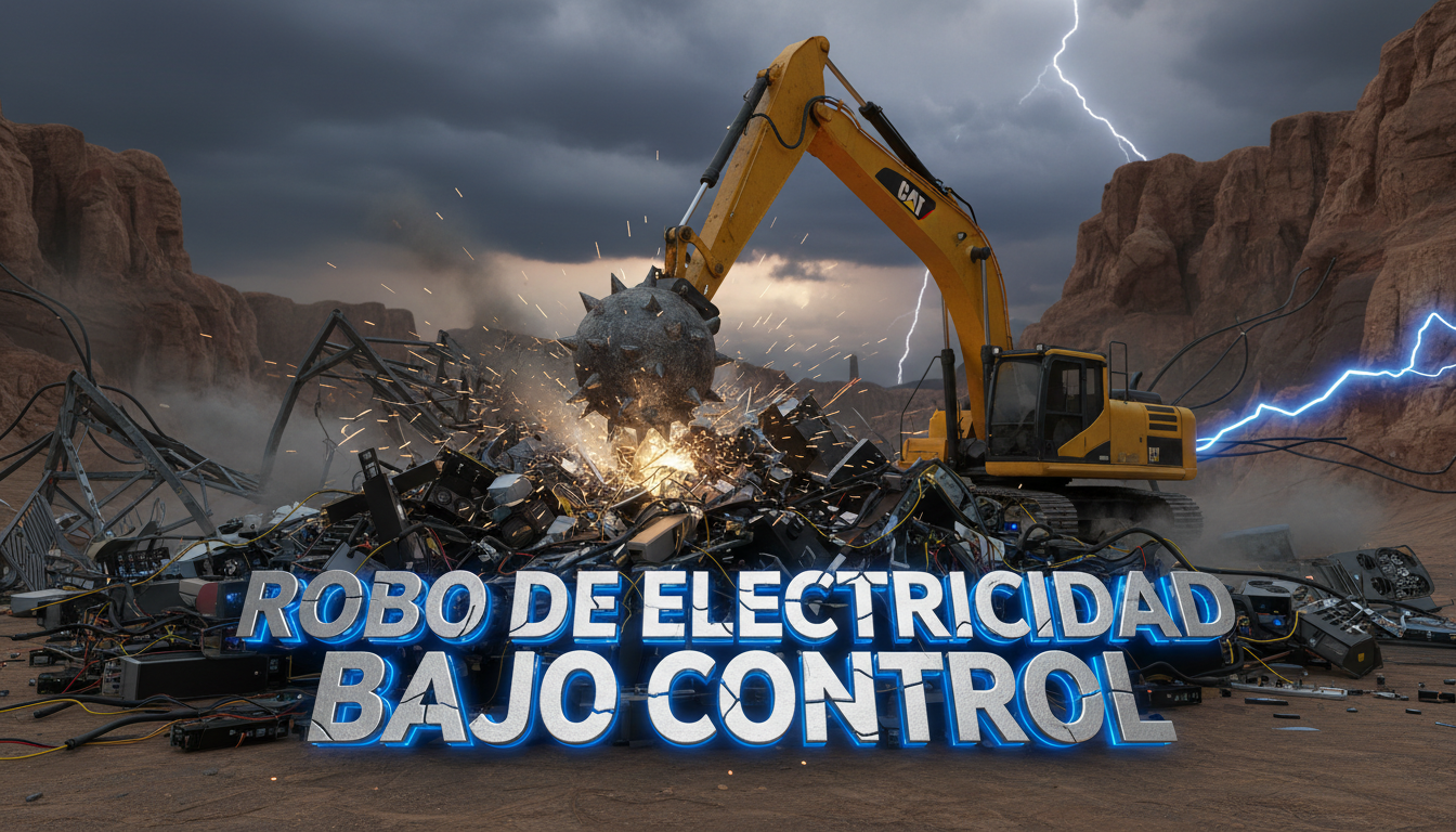 Destrucción de equipos de minería ilegal bajo un ambiente dramático.