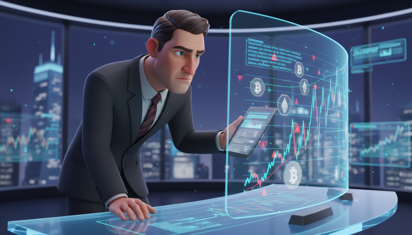 Banquero revisando un informe de actividad sospechosa sobre criptomonedas