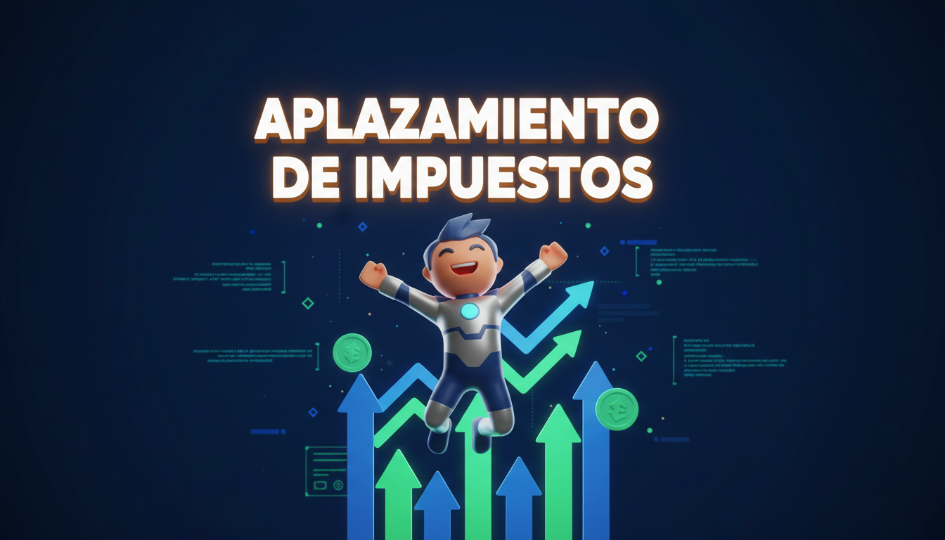 Personaje estilizado 3D celebrando el aplazamiento de impuestos sobre criptomonedas.