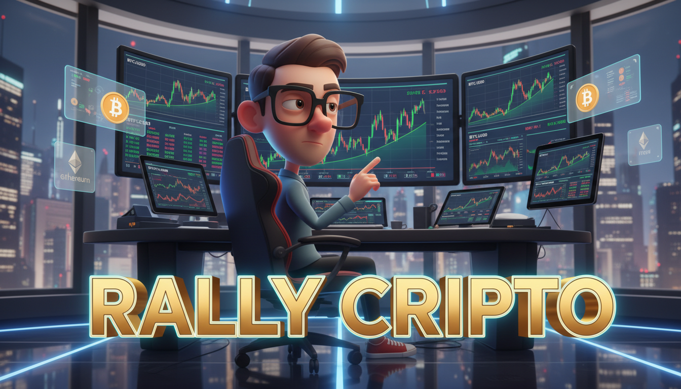 Figura analizando gráficos de Bitcoin y Ethereum en un entorno de trading virtual.