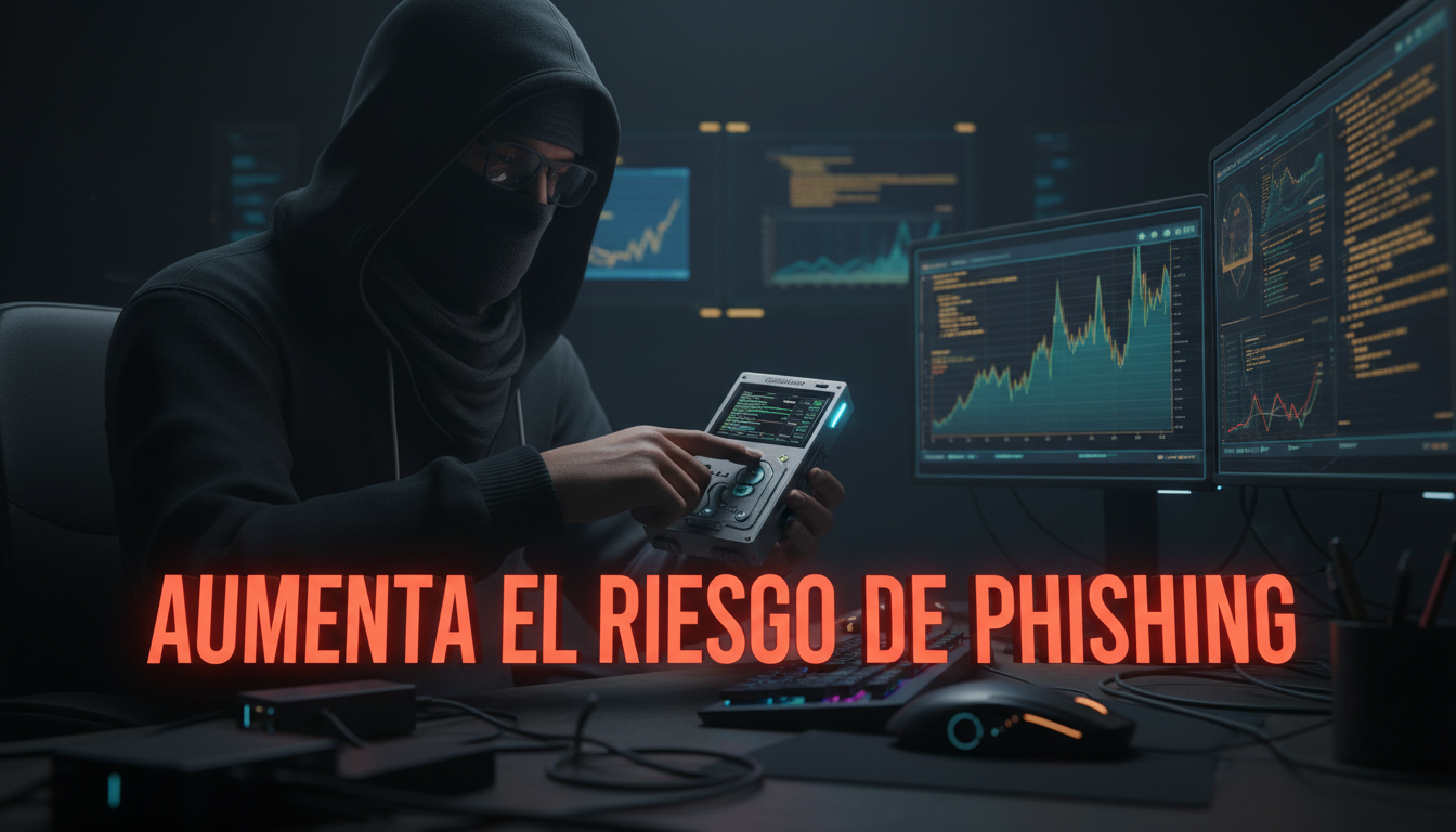 Hacker manipulando dispositivo Coldcard en un entorno oscuro y tecnológico.