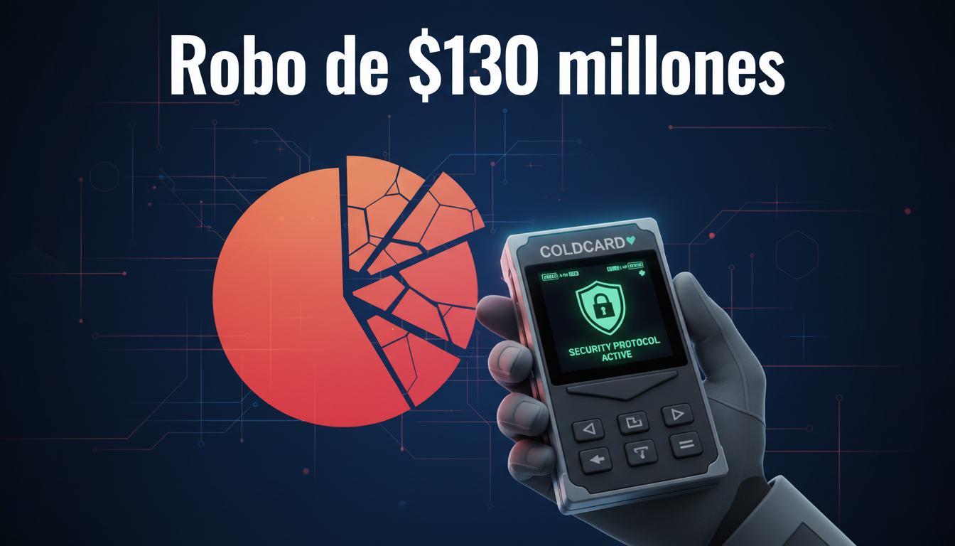 Dispositivo Coldcard mostrando medidas de seguridad tras el robo de Bitcoin.
