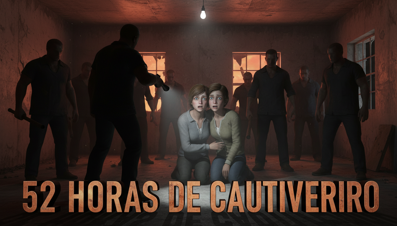 Jóvenes franceses rodeados por hombres en un ambiente hostil relacionado con un secuestro.