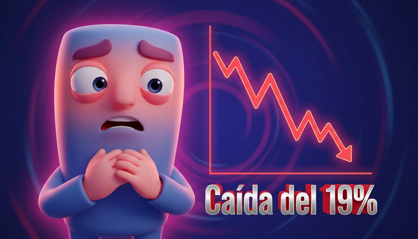 Personaje preocupado por la caída del valor de ZCash y gráficos en descenso.