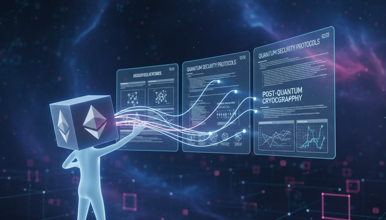 Validador 3D de Ethereum analizando datos sobre seguridad cuántica y claves criptográficas.