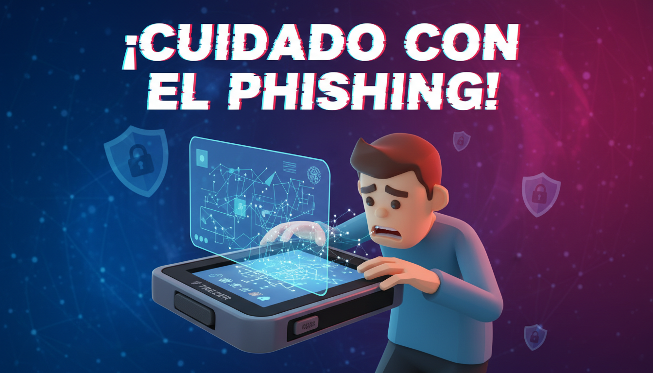 Usuario preocupado revisando sus datos de Trezor tras la brecha de datos.