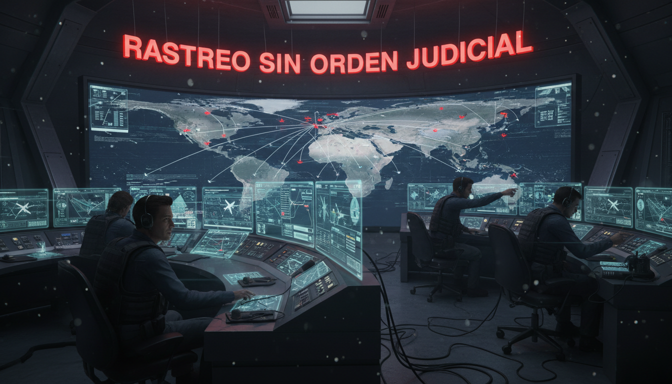 Agentes 3D observando datos de vuelos en una sala de control con tensión.