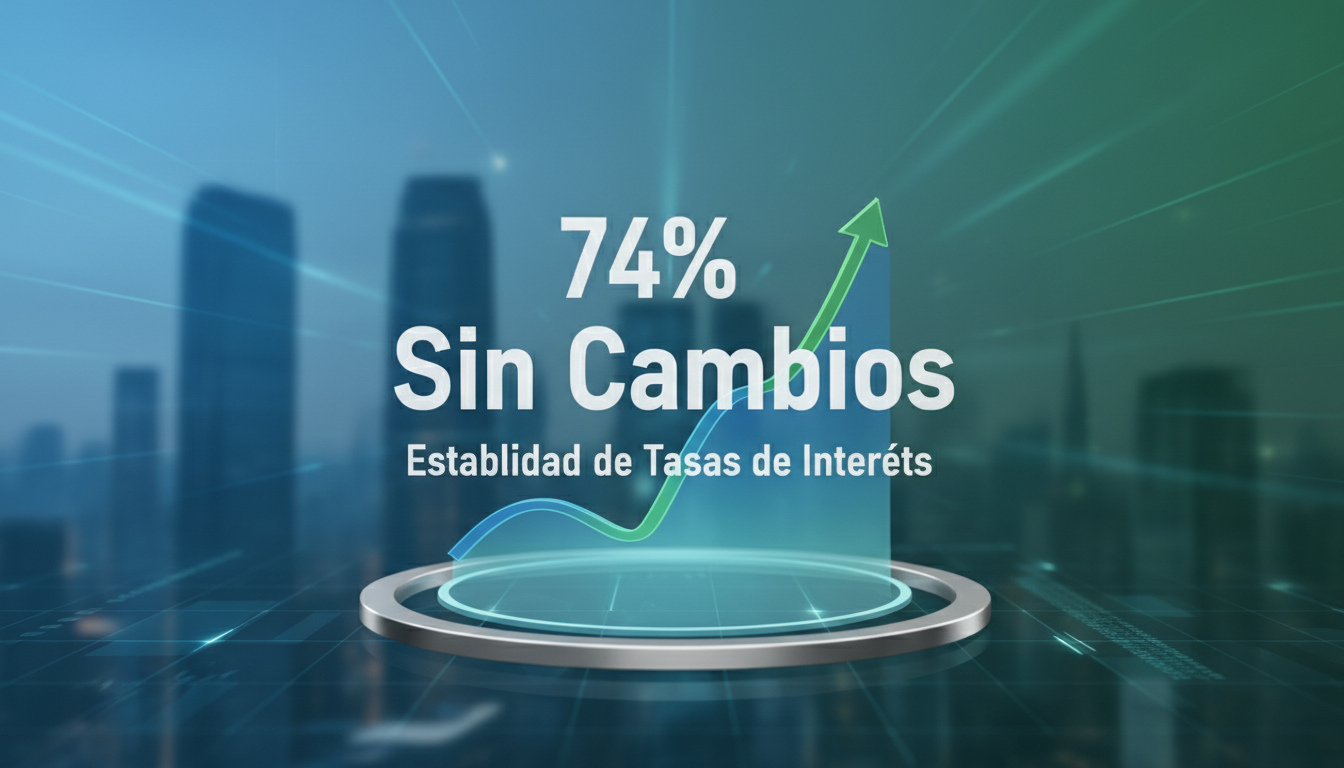 Gráfico 3D mostrando estabilidad en tasas de interés con texto en español.