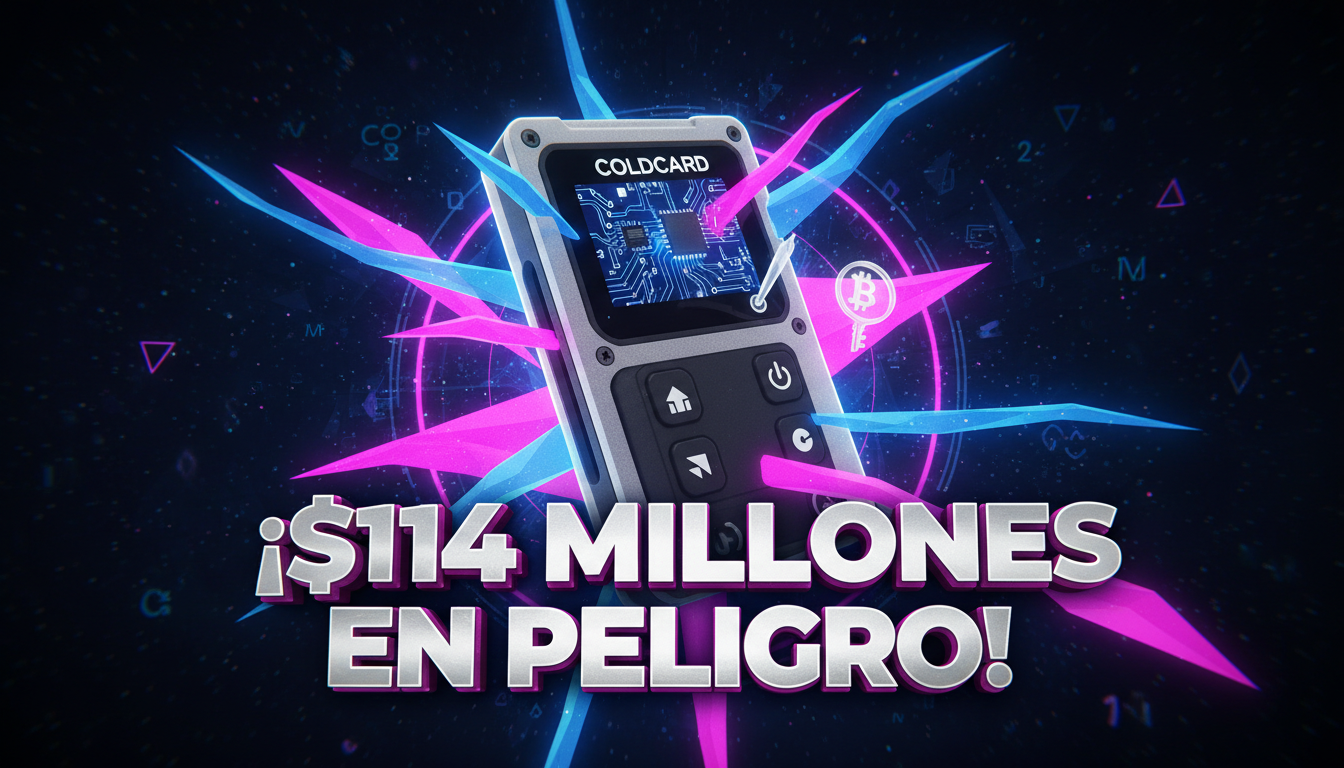 Billetera Coldcard 3D siendo atacada en un entorno digital oscuro.