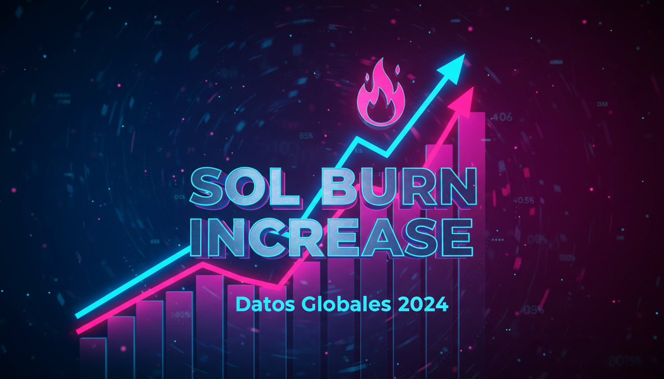 Gráfico 3D mostrando el aumento de la quema de SOL en un fondo tecnológico.