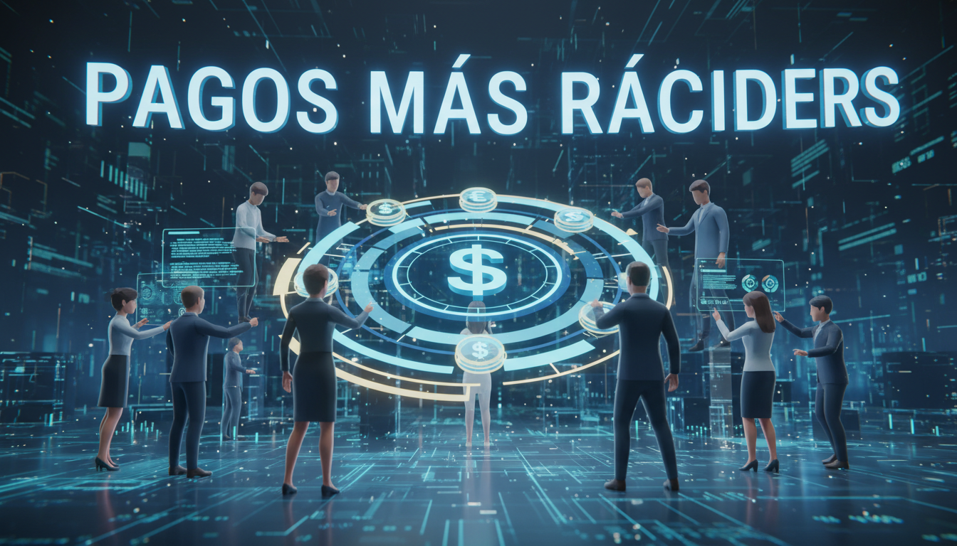 Personas estilizadas 3D analizando gráficos de stablecoins en un entorno financiero.