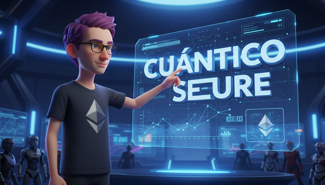 Vitalik Buterin explicando la seguridad cuántica de Ethereum en un gráfico 3D.