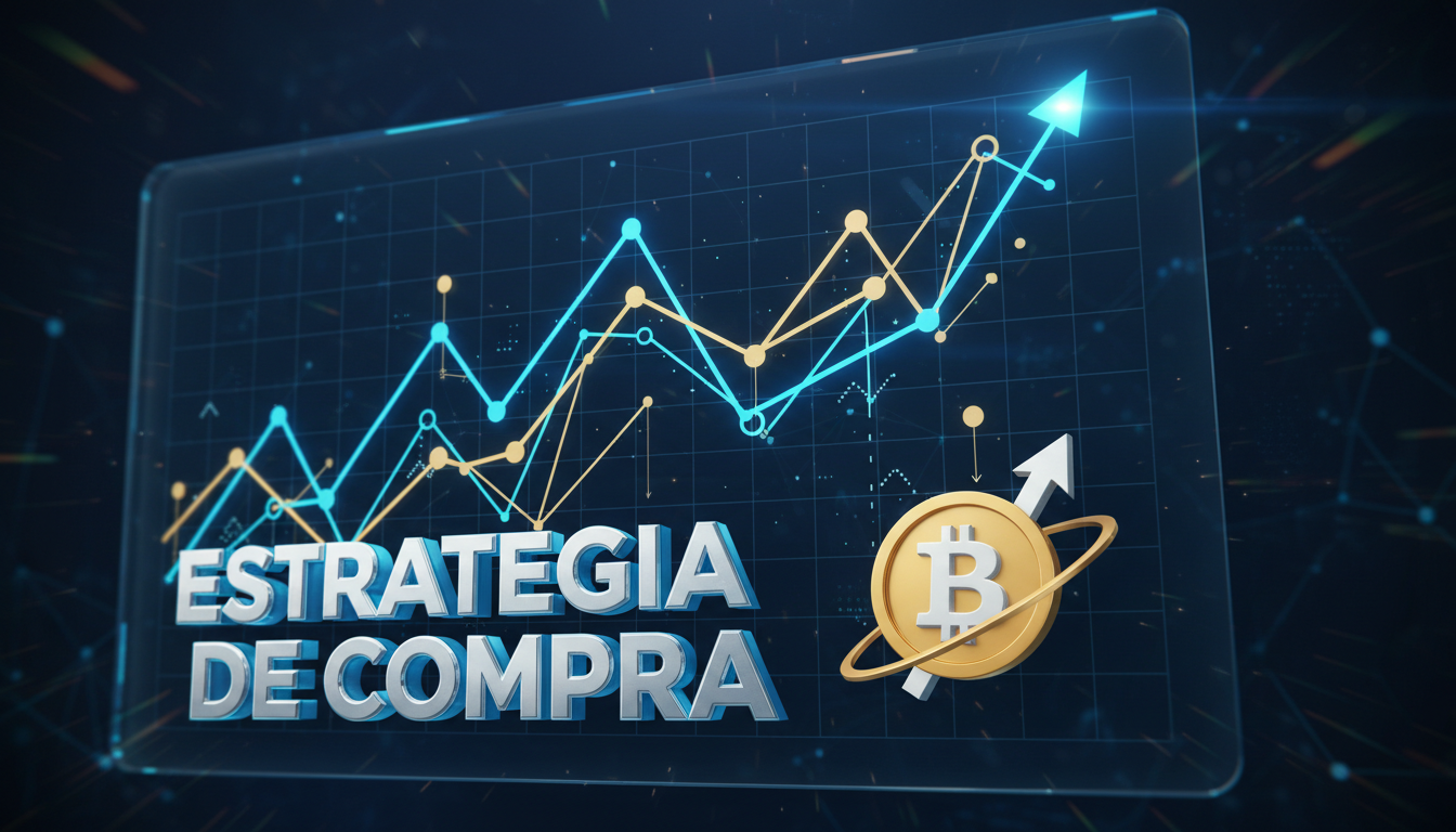 Gráfico 3D de Bitcoin en crecimiento con análisis financiero en un fondo vibrante.