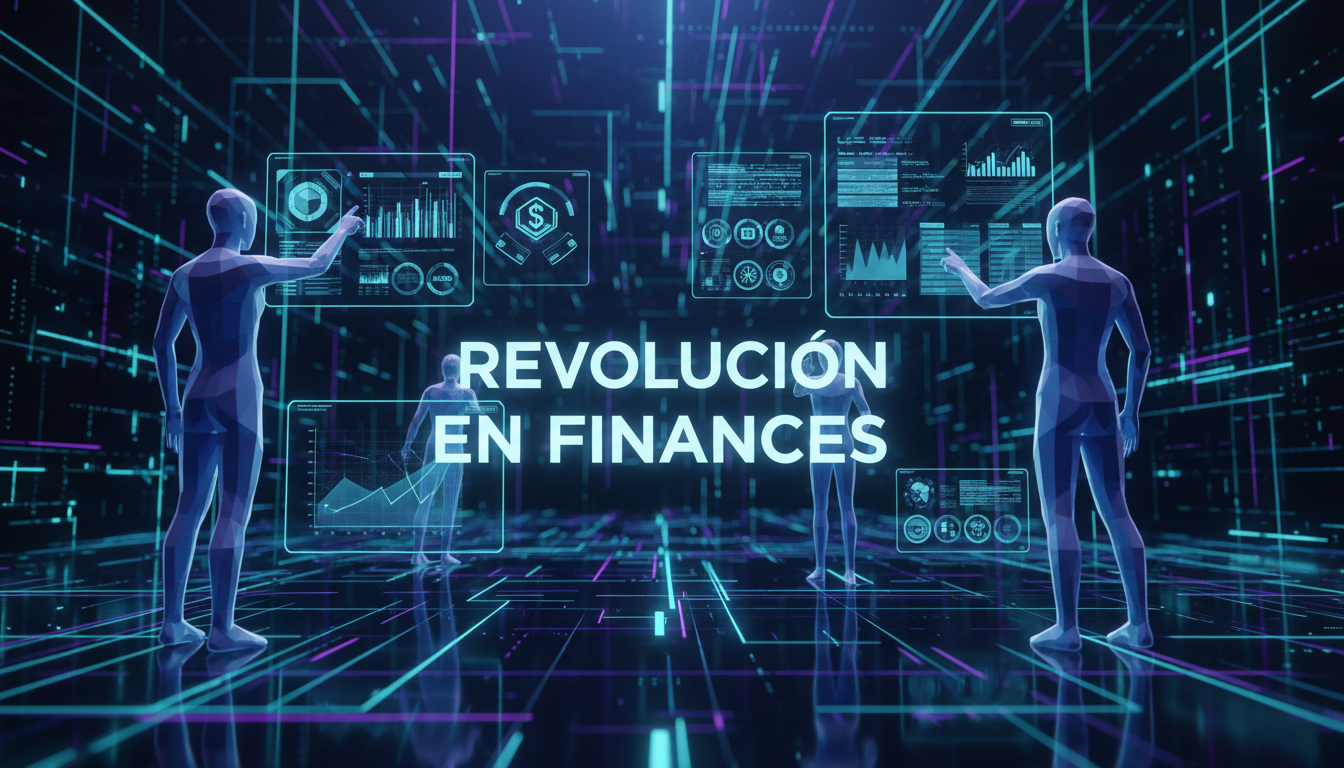 Personas estilizadas revisando gráficos de tokenización en un entorno digital futurista.