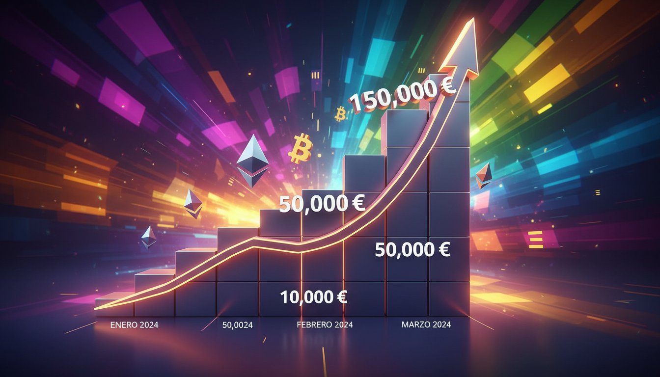 Gráfico 3D de crecimiento explosivo de PONS sobre fondo azul y fucsia.