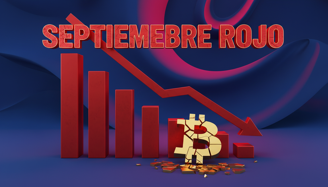 Gráfico descendente de Bitcoin roto mostrando la tendencia negativa de septiembre.